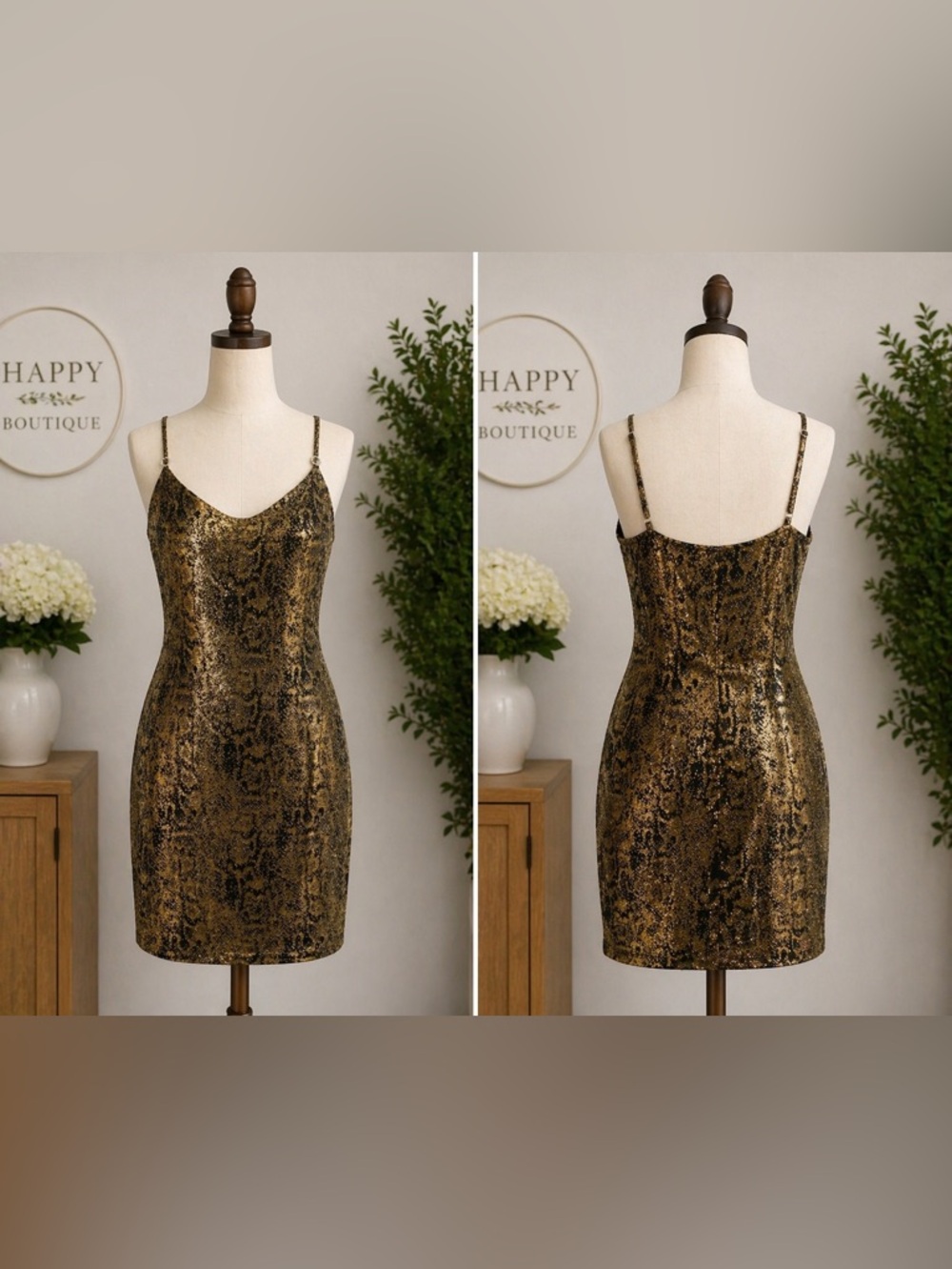 Planet Gold Metallic Gold Velvet Cowl Bodycon Dress